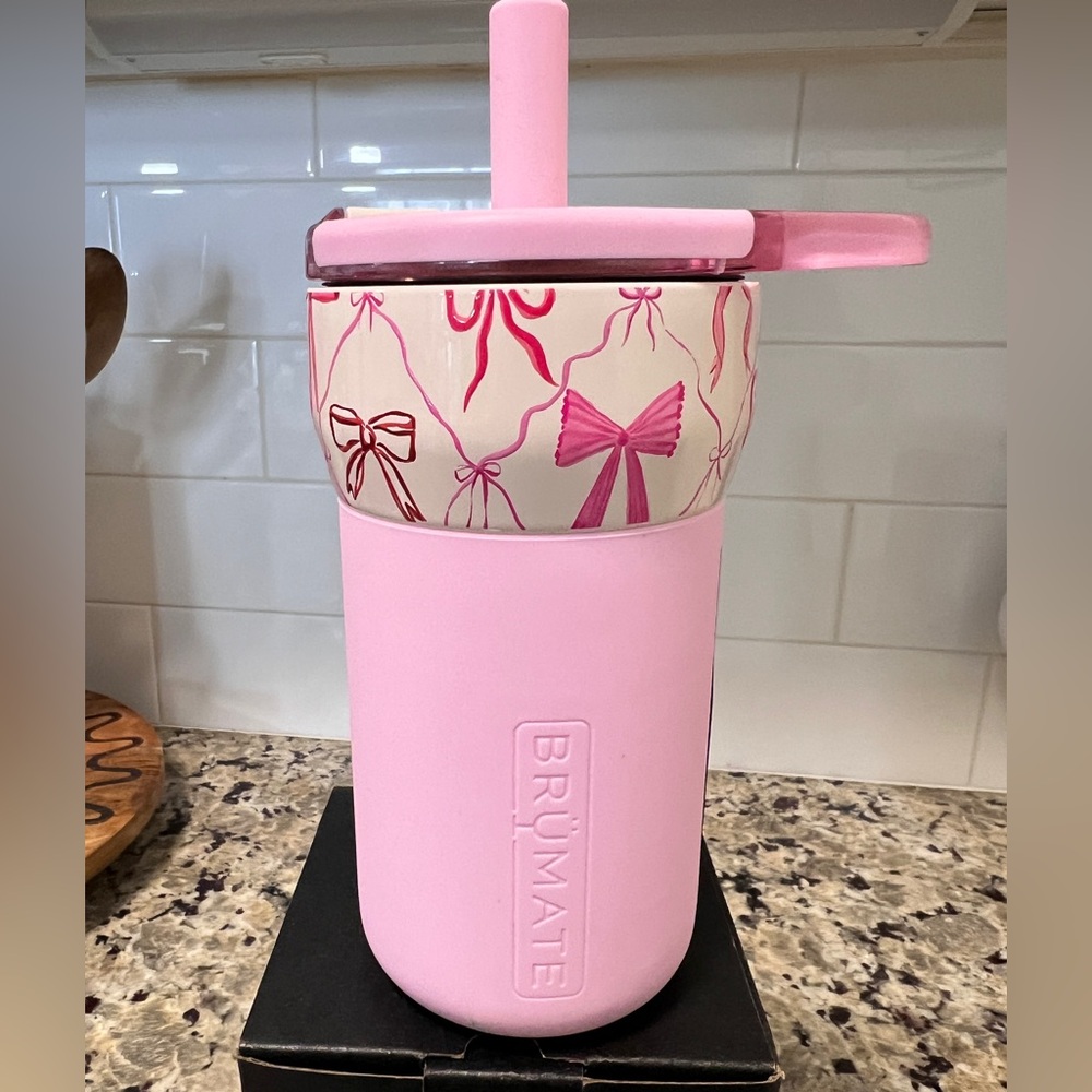 NIB BruMate Limited Edition Pink Bows 12oz Leap Insulated Tumbler